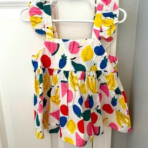 Baby Girl Ruffle Sleeve Fruit Themed Spring / Summer Dress